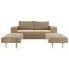 ZWEISITZER-SOFA inkl. Hocker in Webstoff Braun, Beige  - Eichefarben/Beige, Design, Holz/Textil (172/96/107cm) - LOOKS by W.Joop
