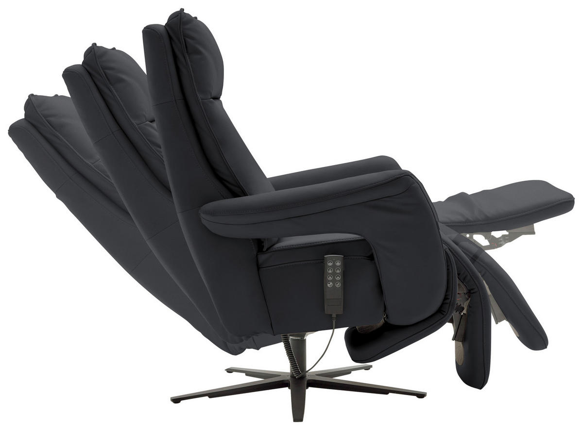 RELAXSESSEL in Leder Anthrazit  - Anthrazit/Schwarz, Design, Leder/Metall (83/116/87cm) - Valdera