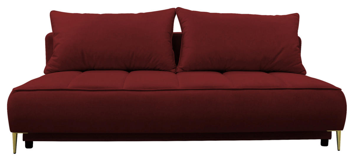SCHLAFSOFA in Velours Bordeaux  - Bordeaux/Goldfarben, Design, Textil/Metall (200/90/97cm) - MID.YOU