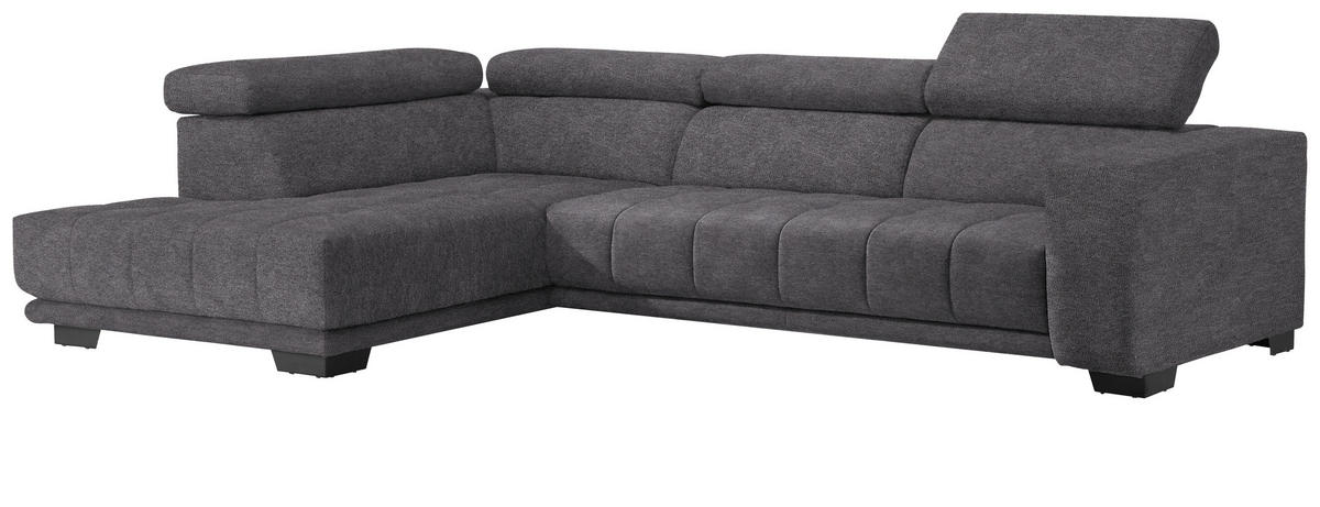 ECKSOFA in Mikrofaser Grau  - Schwarz/Grau, Design, Textil/Metall (207/301cm) - Xora