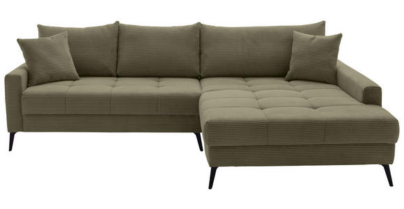 ECKSOFA  in Cord Grün  280/173 cm  - Schwarz/Grün, KONVENTIONELL, Textil/Metall (280/173cm) - Hom`in