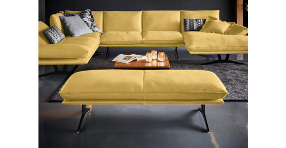 WOHNLANDSCHAFT in Echtleder Gelb - Gelb/Schwarz, Natur, Leder/Metall (217/359/155cm) - Dieter Knoll
