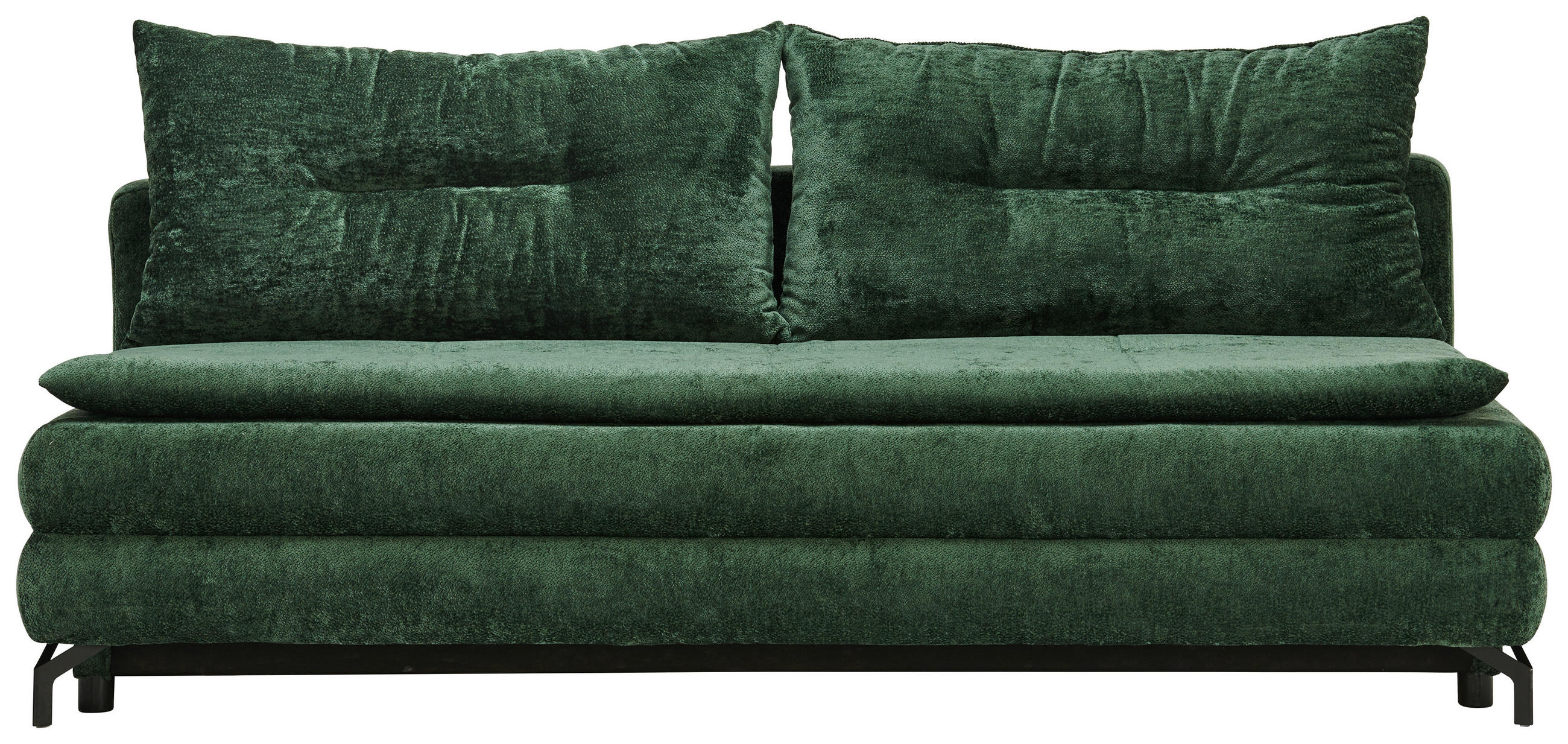 SCHLAFSOFA in Chenille, Plüsch Grün  - Schwarz/Grün, Design, Textil/Metall (208/73/92/102cm) - Novel
