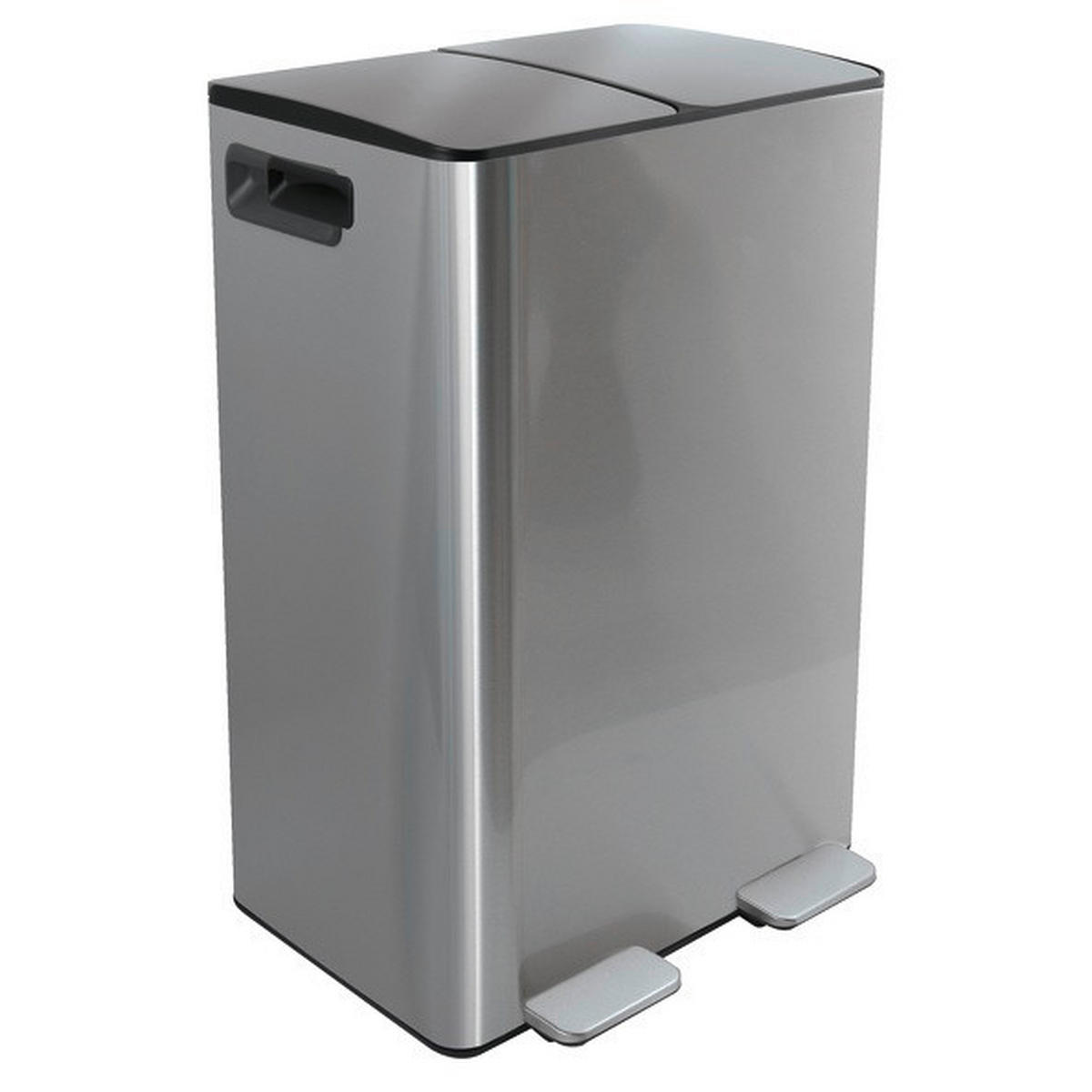 TRETEIMER 60 l  Metall  - Silberfarben/Schwarz, Basics, Kunststoff/Metall (45/30cm) - Spirella