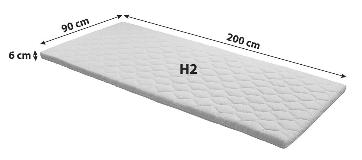 Topper Beta 90/200 cm Höhe ca. 6 cm  - Weiß, Textil (90/200cm) - Primatex