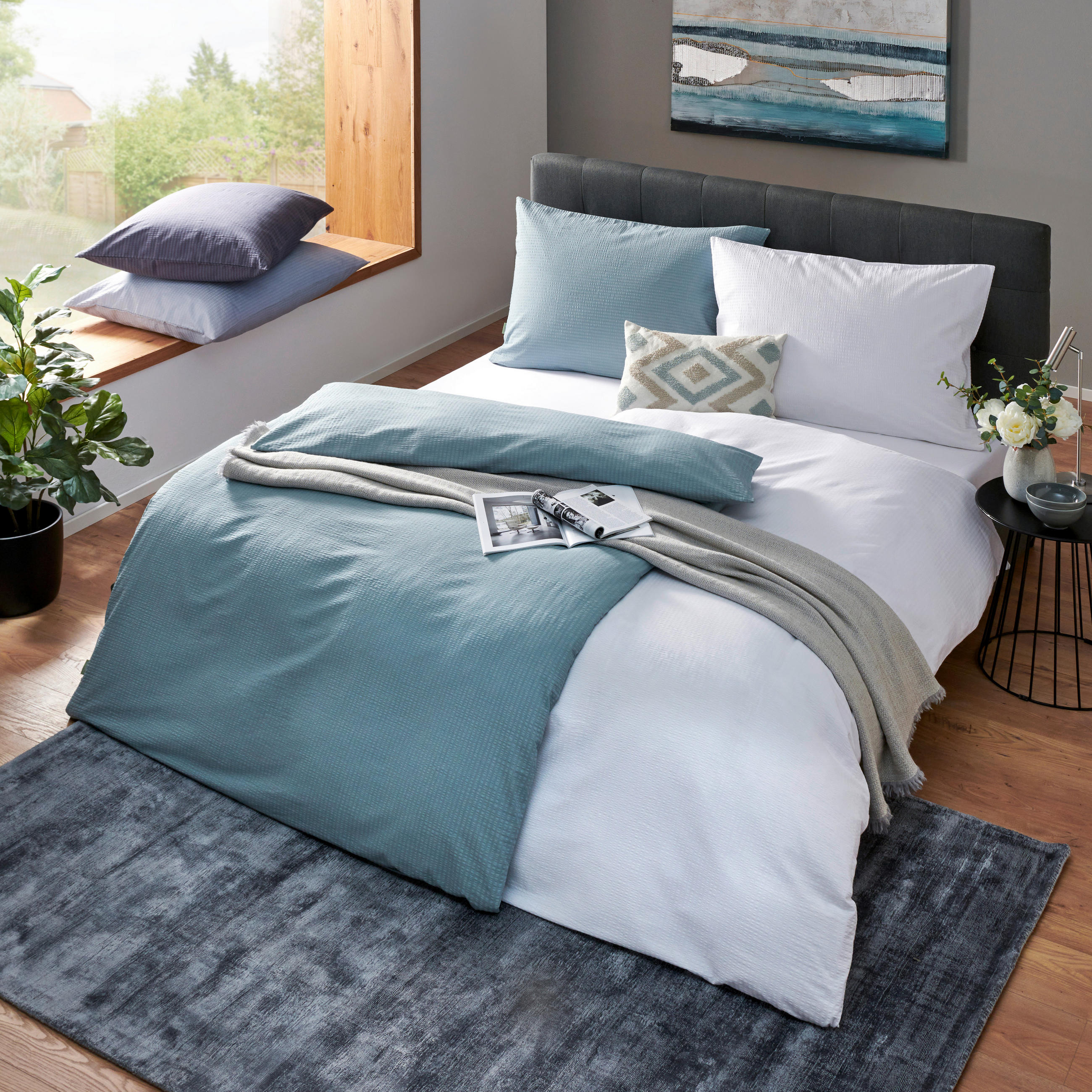 BETTWÄSCHE LEON Seersucker 140/200 cm  - Weiß, KONVENTIONELL, Textil (140/200cm) - Esposa