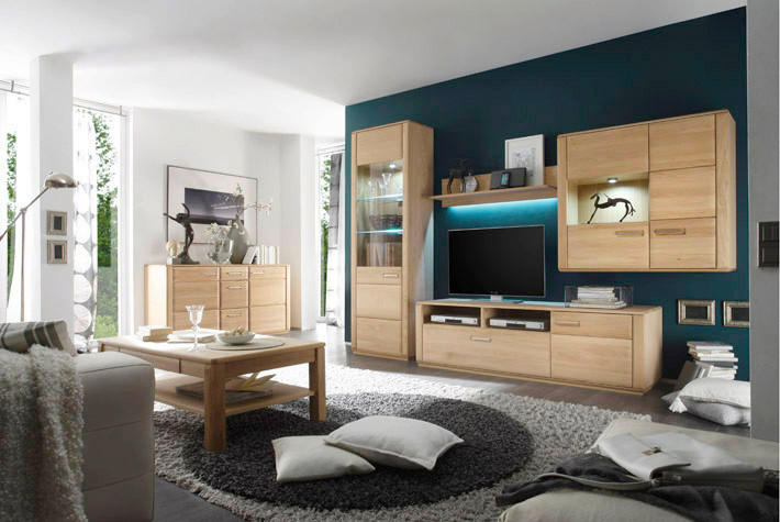 TV-ELEMENT  in 179/54/51 cm  - Eichefarben/Silberfarben, Design, Holz/Holzwerkstoff (179/54/51cm) - Livetastic