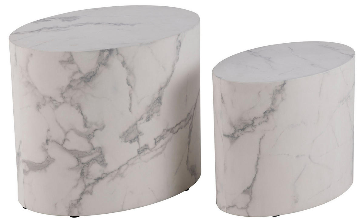 SET DE TABLES D'APPOINT in Papier, Holzwerkstoff 33/48/40 cm   - Weiss/Grau, Trend, Papier/Holzwerkstoff (33/48/40cm) - MID.YOU