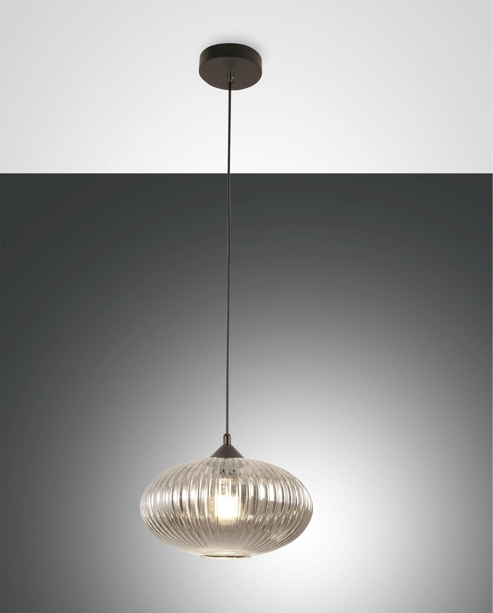 PENDELLEUCHTE Fiordaliso 30/200 cm   - Schwarz/Grau, Design, Glas/Metall (30/200cm) - Fabas Luce