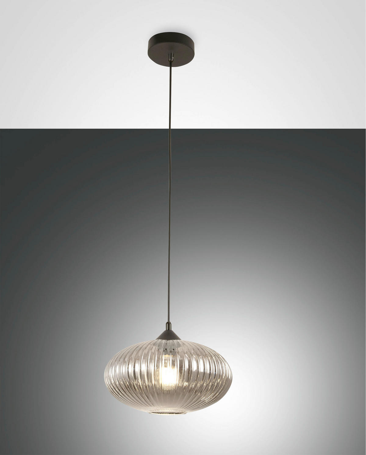 PENDELLEUCHTE Fiordaliso 30/200 cm   - Schwarz/Grau, Design, Glas/Metall (30/200cm) - Fabas Luce