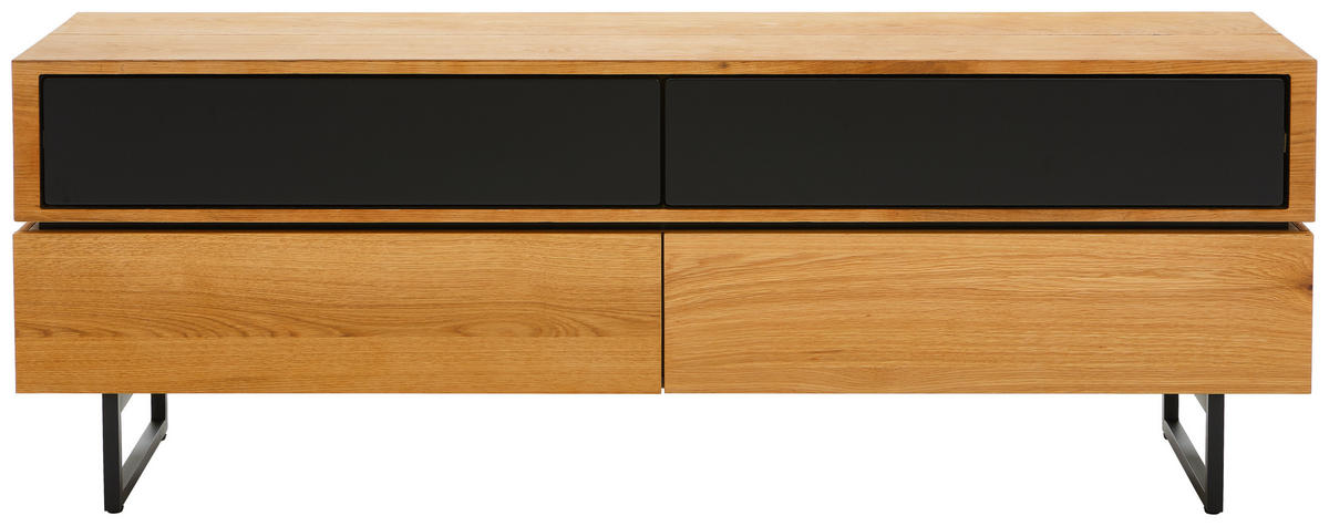 NÍZKA KOMODA, dub, čierna, farba duba, 160/58/40 cm - čierna/farba duba, Design, kov/drevo (160/58/40cm) - MID.YOU