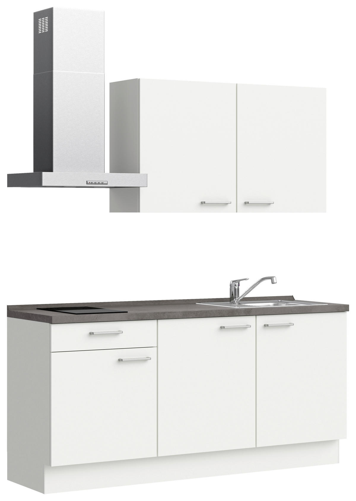 KÜCHENBLOCK 180 cm   in Weiß, Schieferfarben  - Schieferfarben/Edelstahlfarben, MODERN, Holzwerkstoff/Metall (180cm) - Nobilia