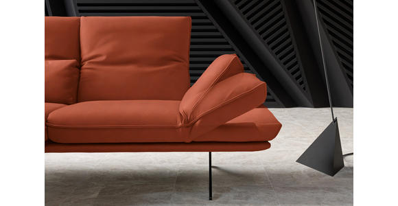 ECKSOFA in Echtleder Orange  - Gelb/Schwarz, Design, Leder/Metall (130/210cm) - Dieter Knoll