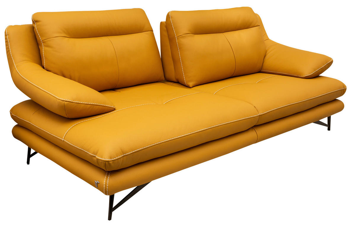 HÁROMÜLÉSES KANAPÉ bőr currysárga  - bézs/currysárga, Basics, bőr (215/90/109cm) - Calia Italia
