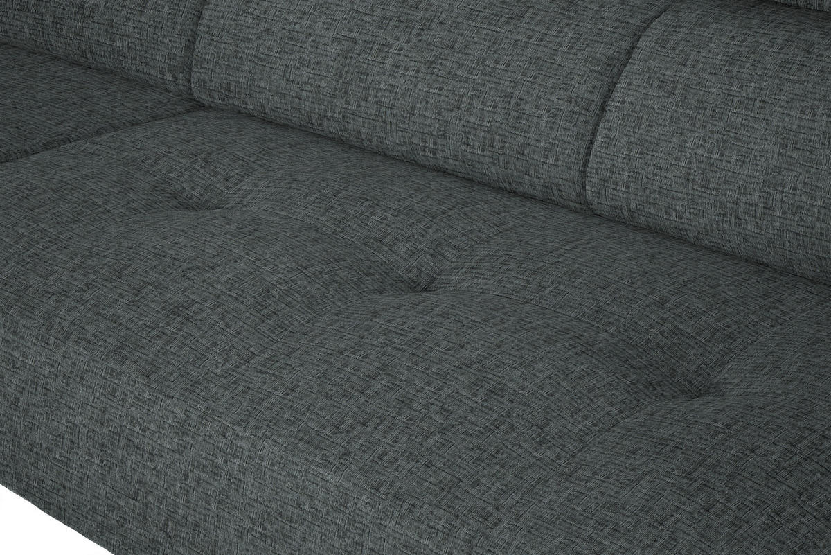 ECKSOFA in Chenille Grau  205/280 cm  - Schwarz/Grau, Design, Textil/Metall (205/280cm) - Xora