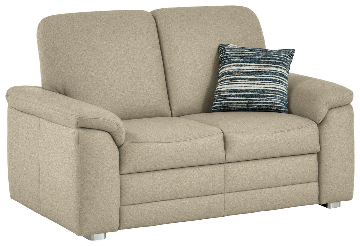 2-SITZER-SOFA Chenille Sandfarben  - Sandfarben/Alufarben, Konventionell, Textil/Metall (156/96/89cm) - Beldomo Comfort
