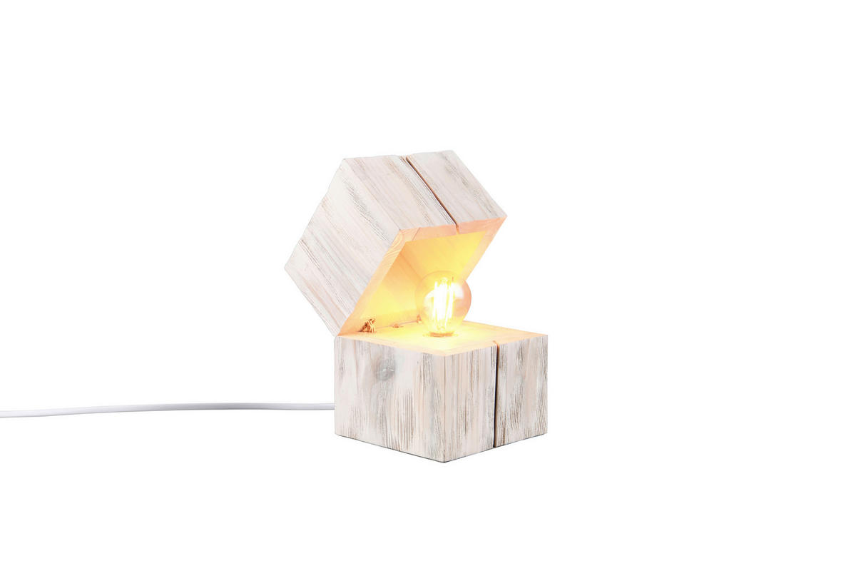 TISCHLEUCHTE - Weiss, Trend, Holz (12/12/16cm) - Trio Leuchten