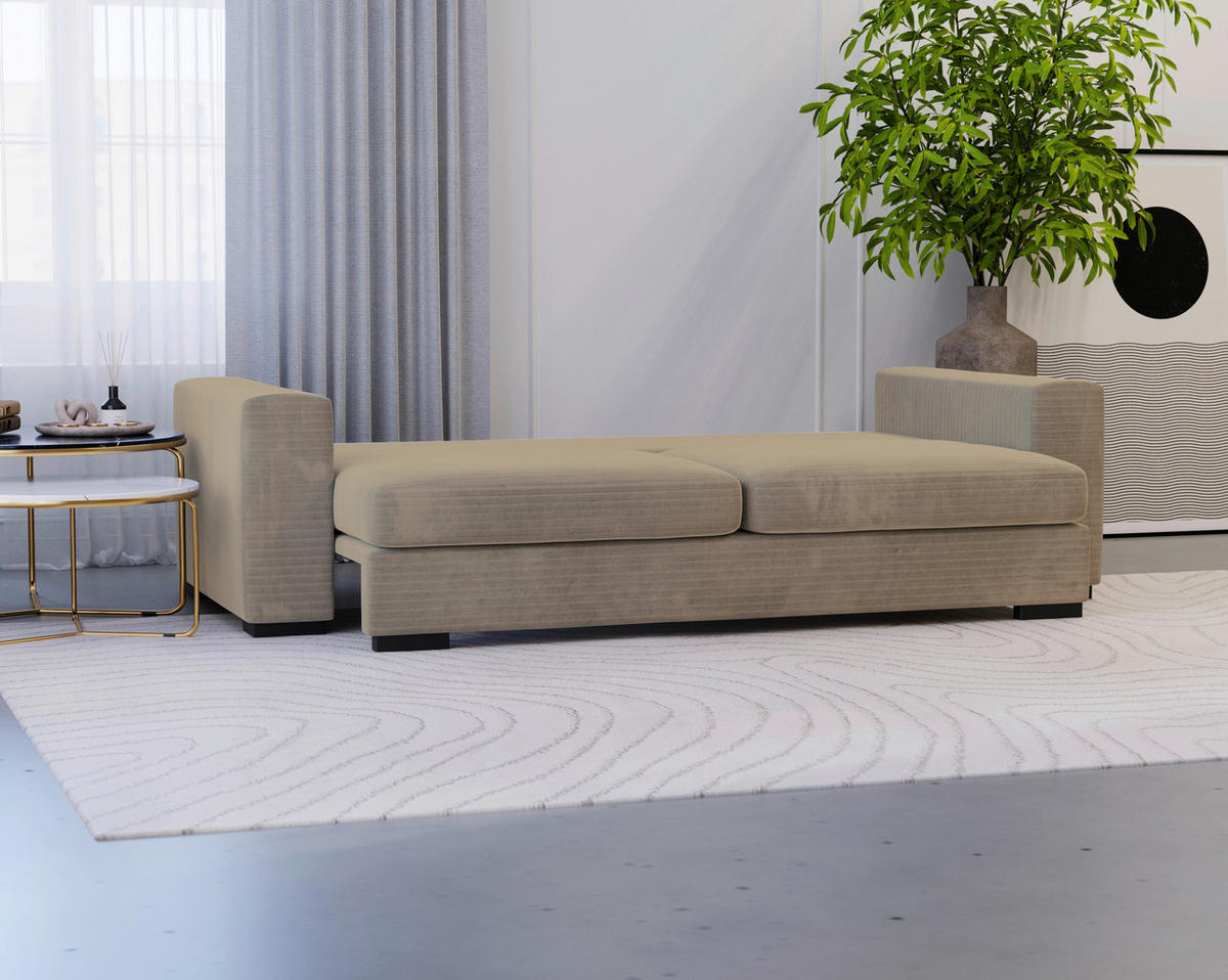 SCHLAFSOFA in Flachgewebe Beige  - Beige/Schwarz, Konventionell, Kunststoff/Textil (236/78/114cm) - Carryhome