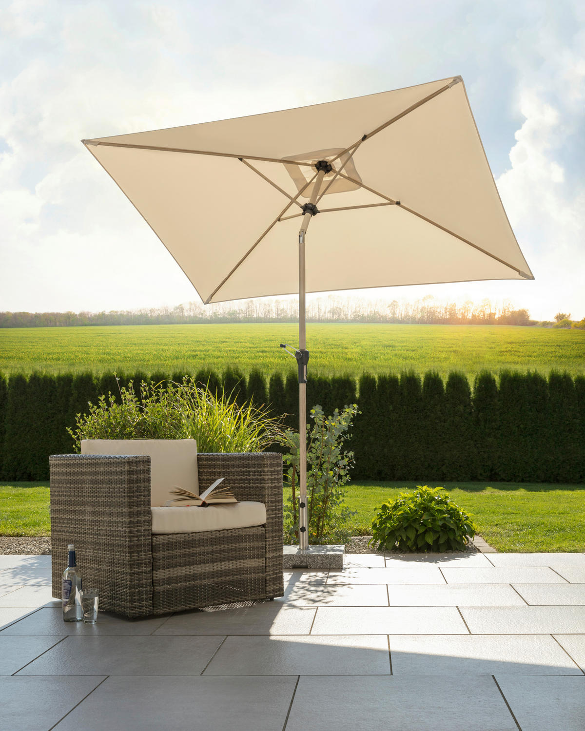 SONNENSCHIRM   - Eichefarben/Naturfarben, Basics, Textil/Metall (150/231/230cm) - Schneider