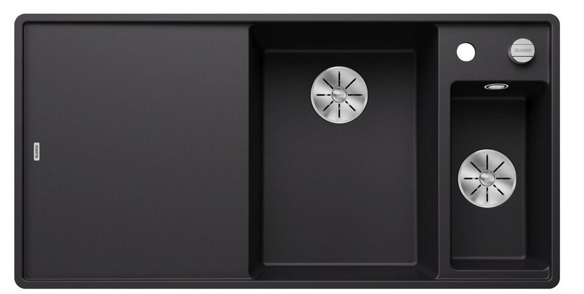 SPÜLE 525854  - Schwarz, Basics, Glas/Stein (99/19/50cm) - Blanco