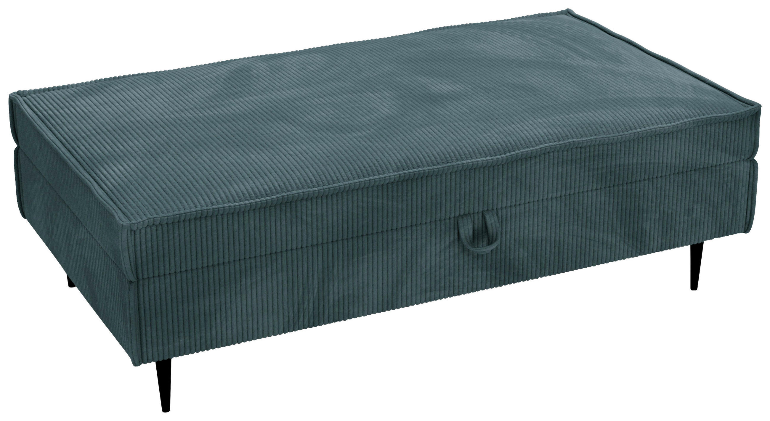 HOCKER in Textil Petrol  - Petrol/Schwarz, Design, Textil/Metall (135/45/75cm) - Livetastic