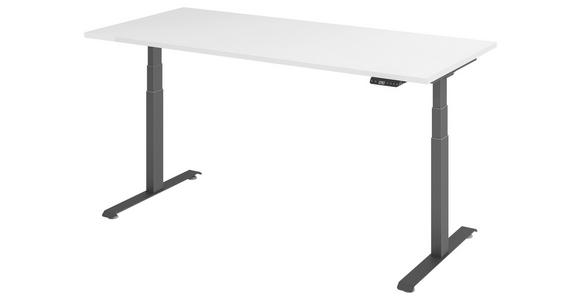 SCHREIBTISCH höhenverstellbar  - Graphitfarben/Weiß, KONVENTIONELL, Holzwerkstoff/Metall (180/80/64,5-129,5cm) - Venda