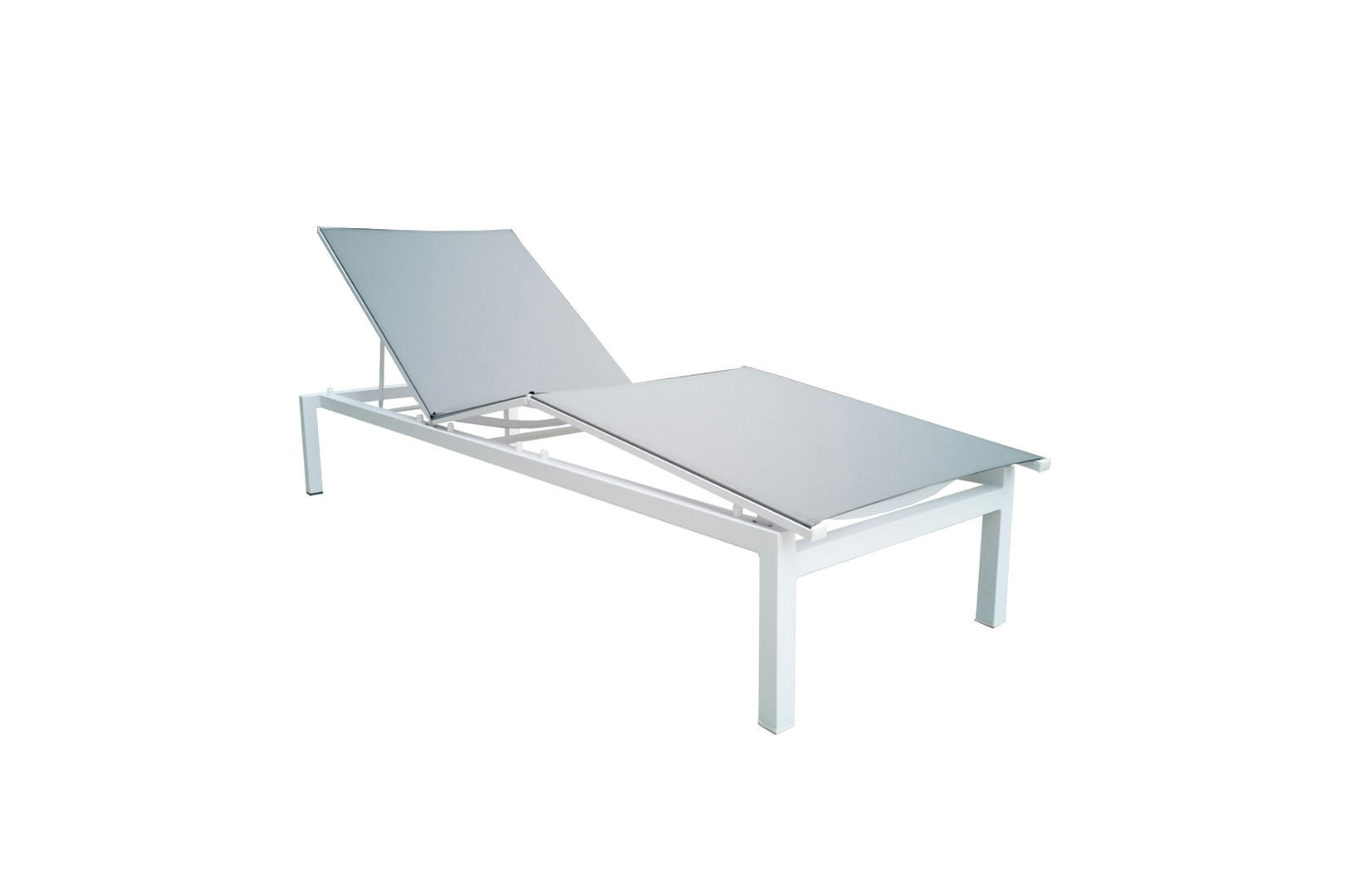 LEŽALNIK aluminij prašno lakirano siva, bela  - siva/bela, Moderno, kovina/tekstil (205/81,5-34,5/72,5cm) - Amatio
