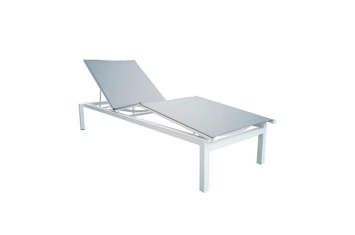 LEŽALJKA  siva, bijela  metal, tekstil      - bijela/siva, Moderno, metal/tekstil (205/81,5-34,5/72,5cm) - Ambia Garden