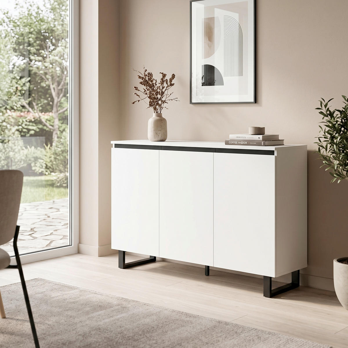 SIDEBOARD  120/84/36 cm  - Weiss/Schwarz, Design, Holzwerkstoff/Metall (120/84/36cm) - Livetastic