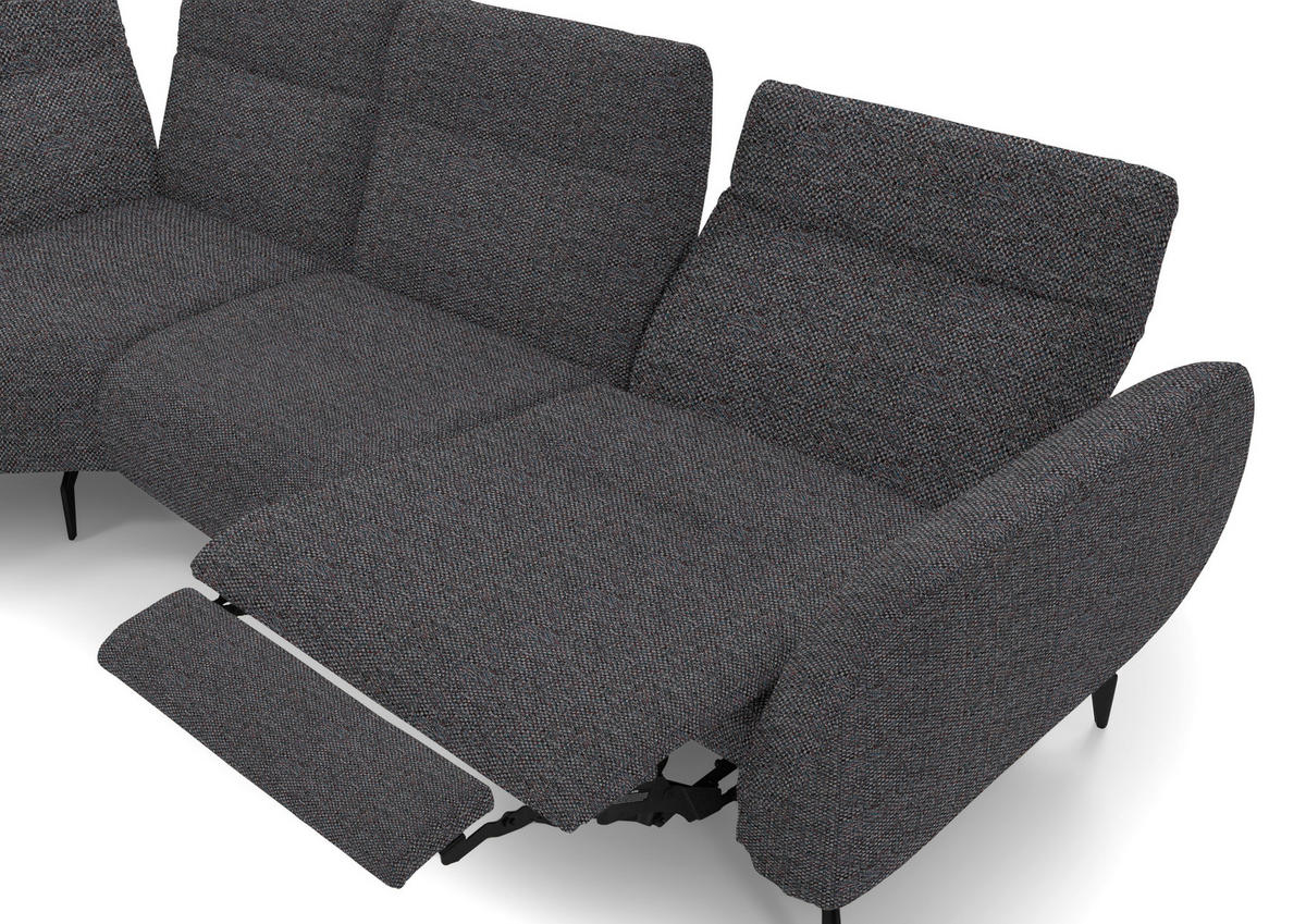 ECKSOFA in Webstoff Dunkelgrau  - Dunkelgrau/Schwarz, Design, Textil/Metall (223/290cm) - Moderano