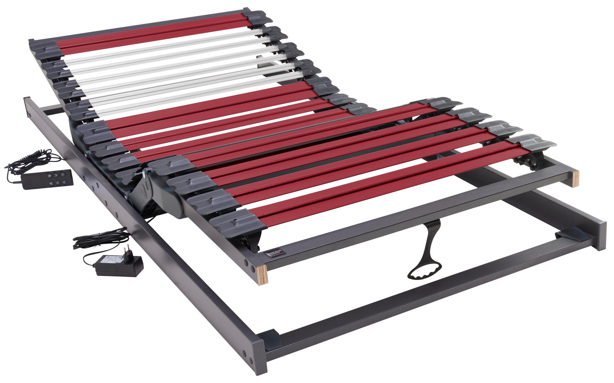 LATTENROST 90/200 cm Kopfteil, Fußteil verstellbar,  - Anthrazit/Weinrot, Basics, Holz/Kunststoff (90/200cm) - Dieter Knoll