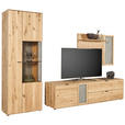 WOHNWAND  in Wildeiche  322,4/205,5/45,2 cm    - Wildeiche/Schwarz, Natur, Glas/Holz (322,4/205,5/45,2cm) - Valnatura