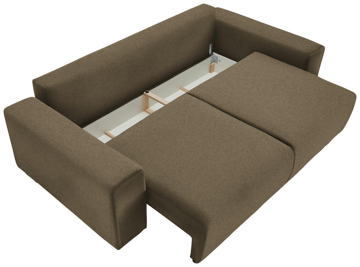 SCHLAFSOFA Flachgewebe Grün  - Buchefarben/Schwarz, KONVENTIONELL, Holz/Kunststoff (255/86/123cm) - Livetastic