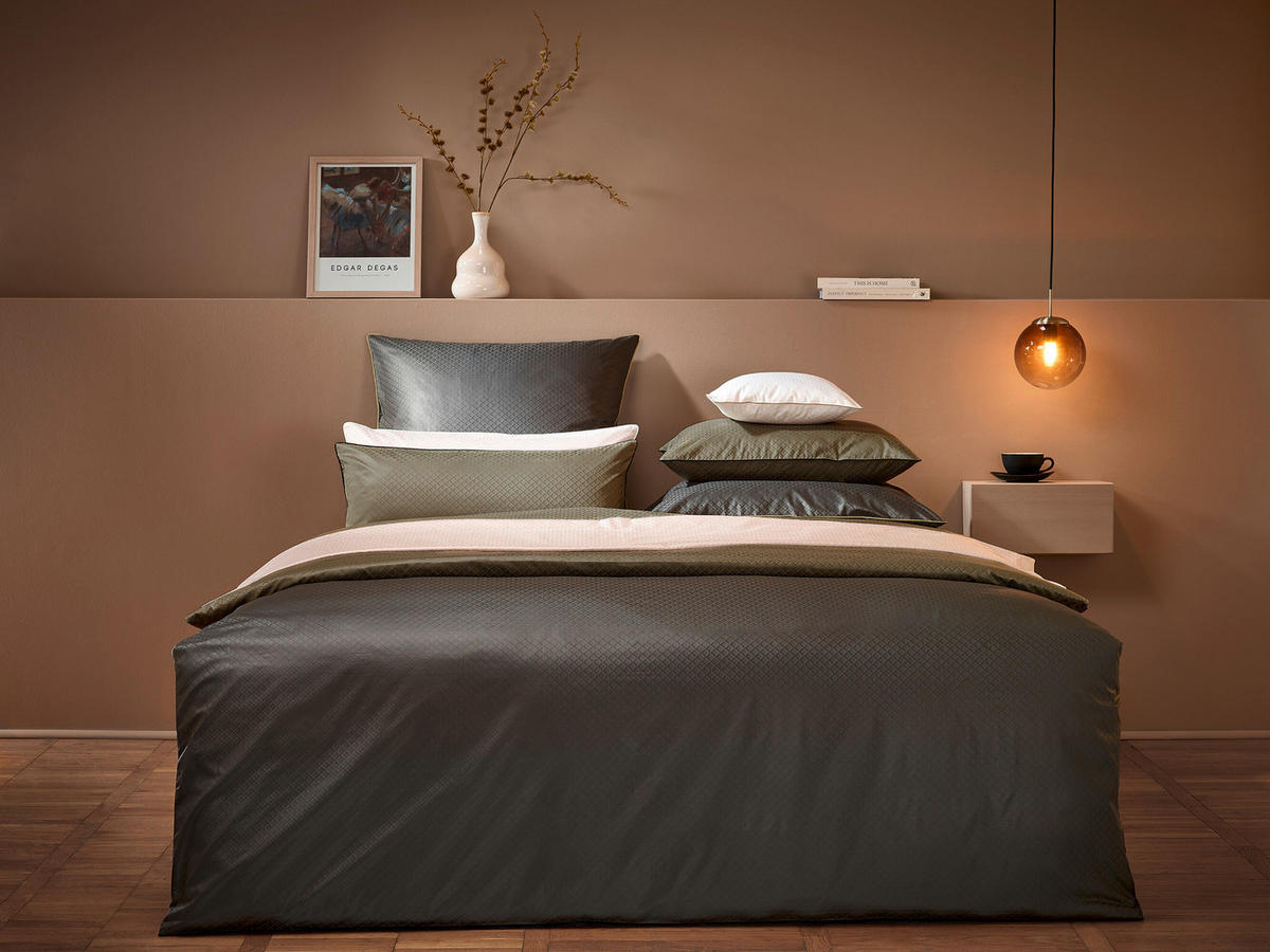 POSTELJNINA AREZZO 140/200 cm damast olivno zelena   - olivno zelena , Konvencionalno, tekstil (140/200cm) - Curt Bauer