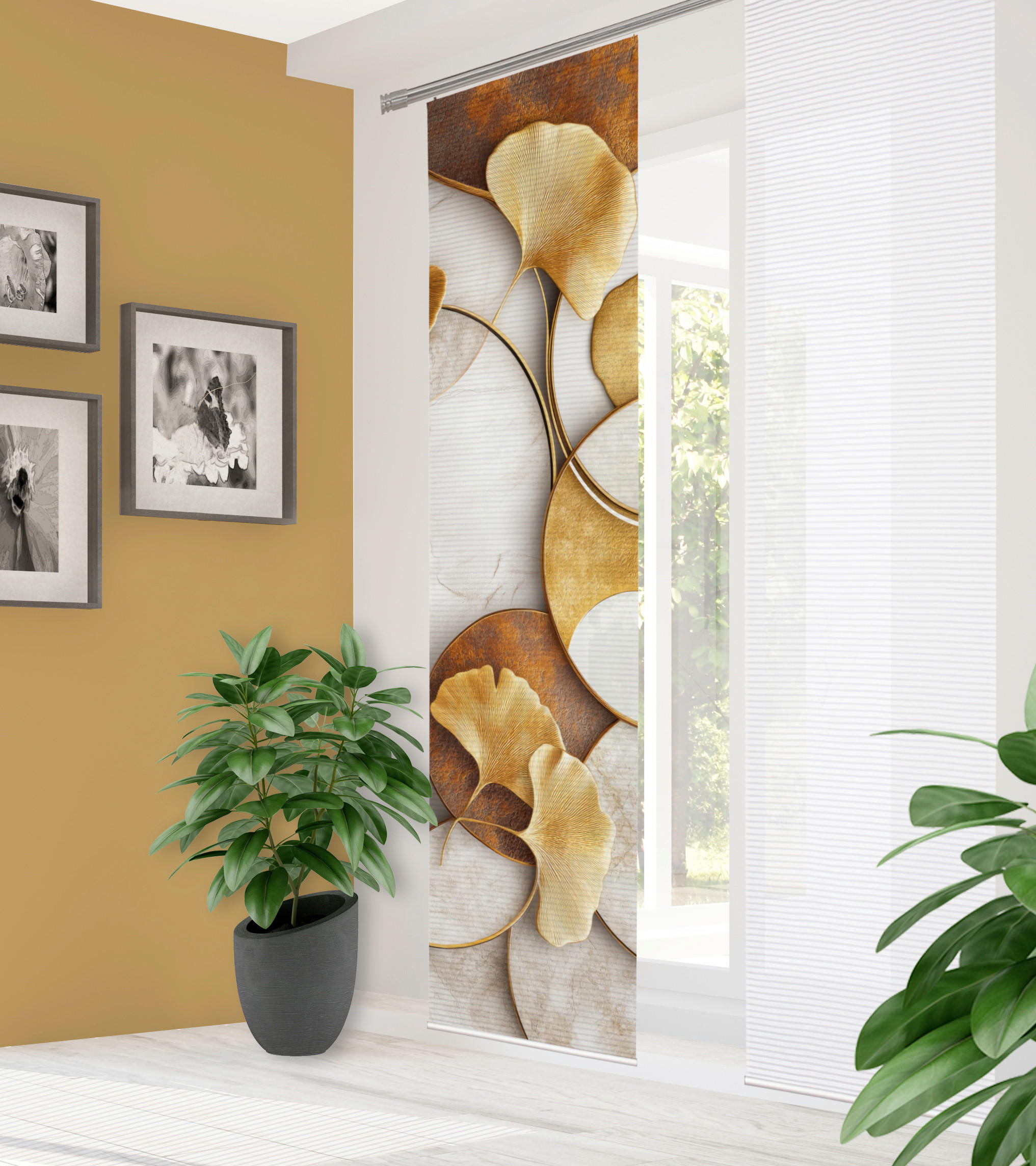 FLÄCHENVORHANG   blickdicht  60/245 cm   - Cognac/Goldfarben, Natur, Textil (60/245cm)