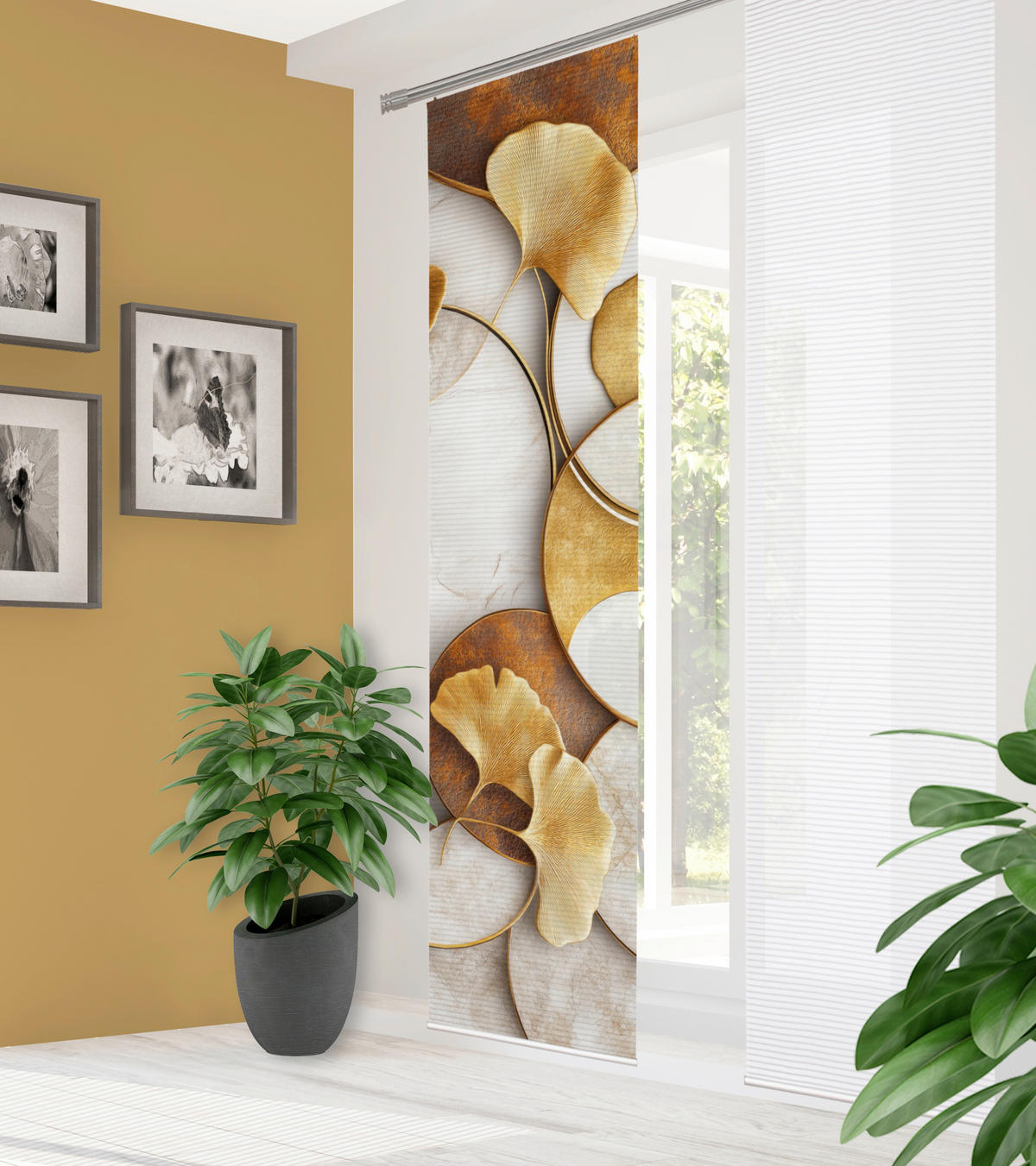 FLÄCHENVORHANG   blickdicht  60/245 cm   - Cognac/Goldfarben, Natur, Textil (60/245cm)