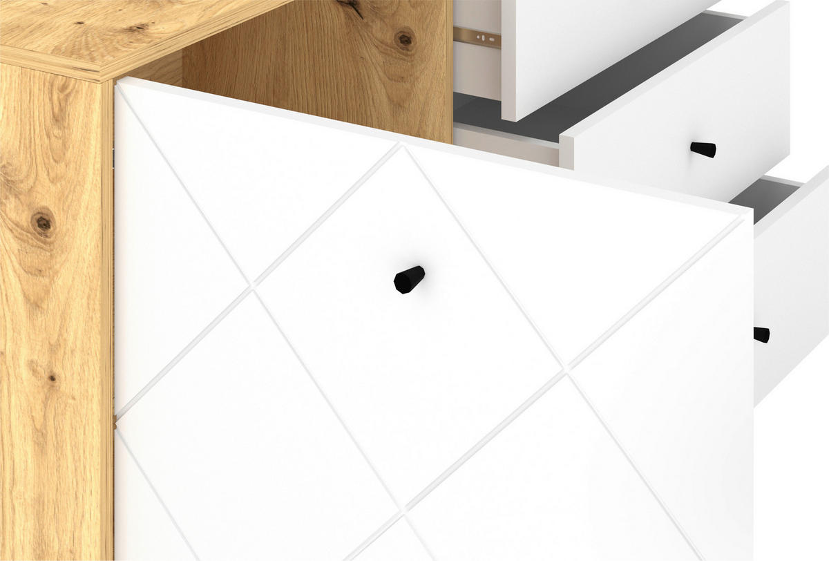 SIDEBOARD  in 183,4/75,2/40 cm  - Schwarz/Weiß, Design, Holzwerkstoff/Metall (183,4/75,2/40cm) - Boxxx