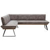 ECKBANK 163/203 cm Lederlook Schwarz, Eichefarben, Graubraun Eiche massiv Metall   - Eichefarben/Graubraun, Design, Holz/Textil (163/203cm) - Voleo