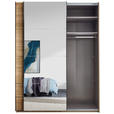 SCHWEBETÜRENSCHRANK 215/225,5/60,5 cm 2-türig Eichefarben  - Eichefarben/Schwarz, MODERN, Glas/Holzwerkstoff (215/225,5/60,5cm) - Xora