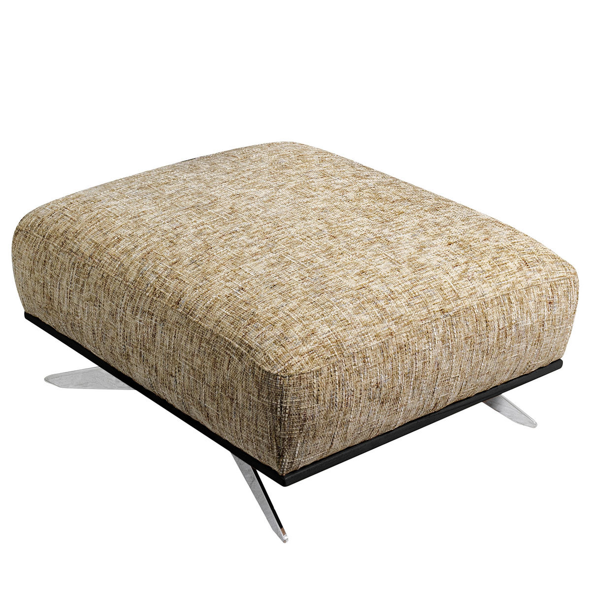 HOCKER PORTLAND Struktur Hellbraun  - Chromfarben/Hellbraun, Design, Holz/Textil (95/46/80cm) - Livetastic
