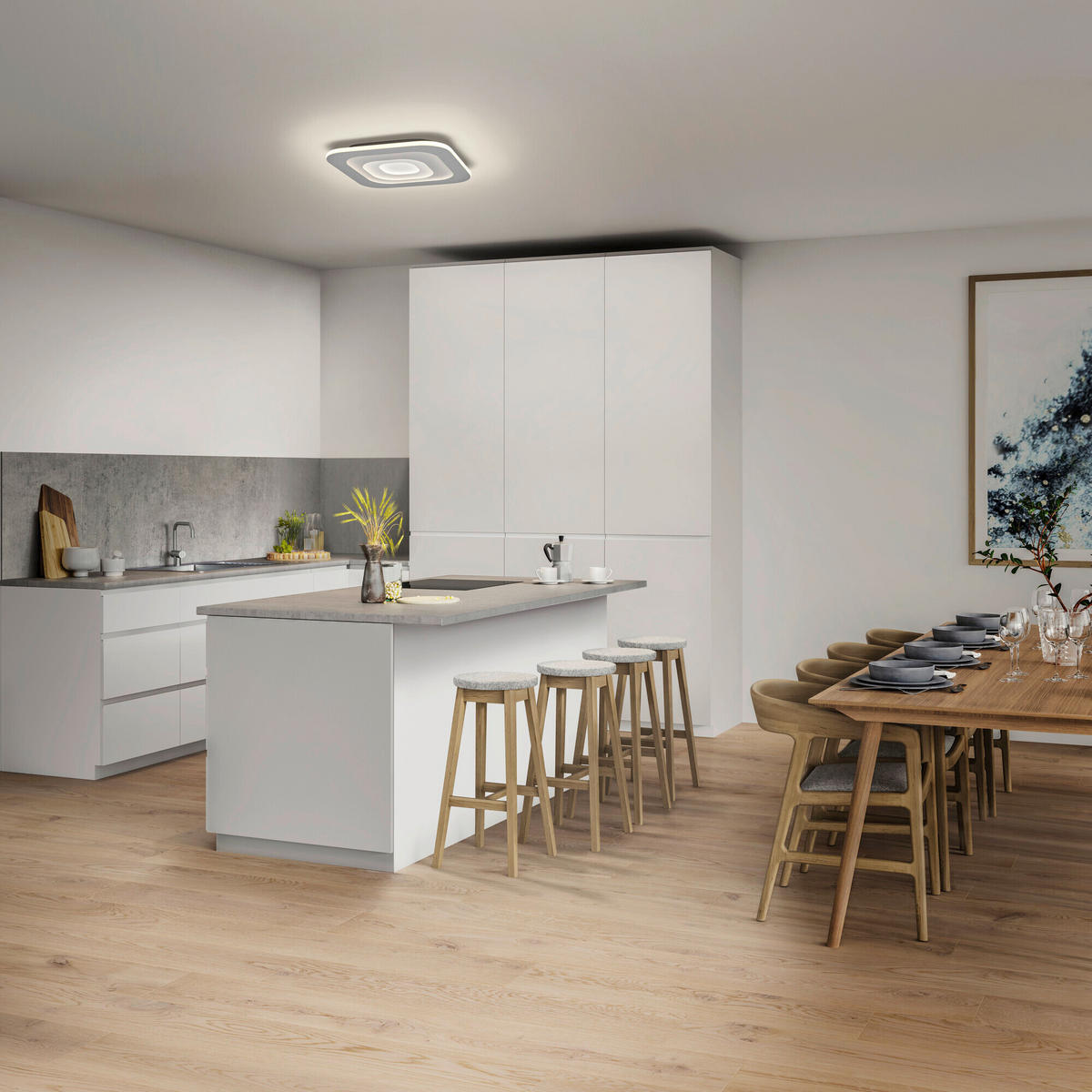 LED-DECKENLEUCHTE Orbis Spiral 36,5/36,5/5,6 cm   - Grau, Design, Kunststoff/Metall (36,5/36,5/5,6cm) - Osram