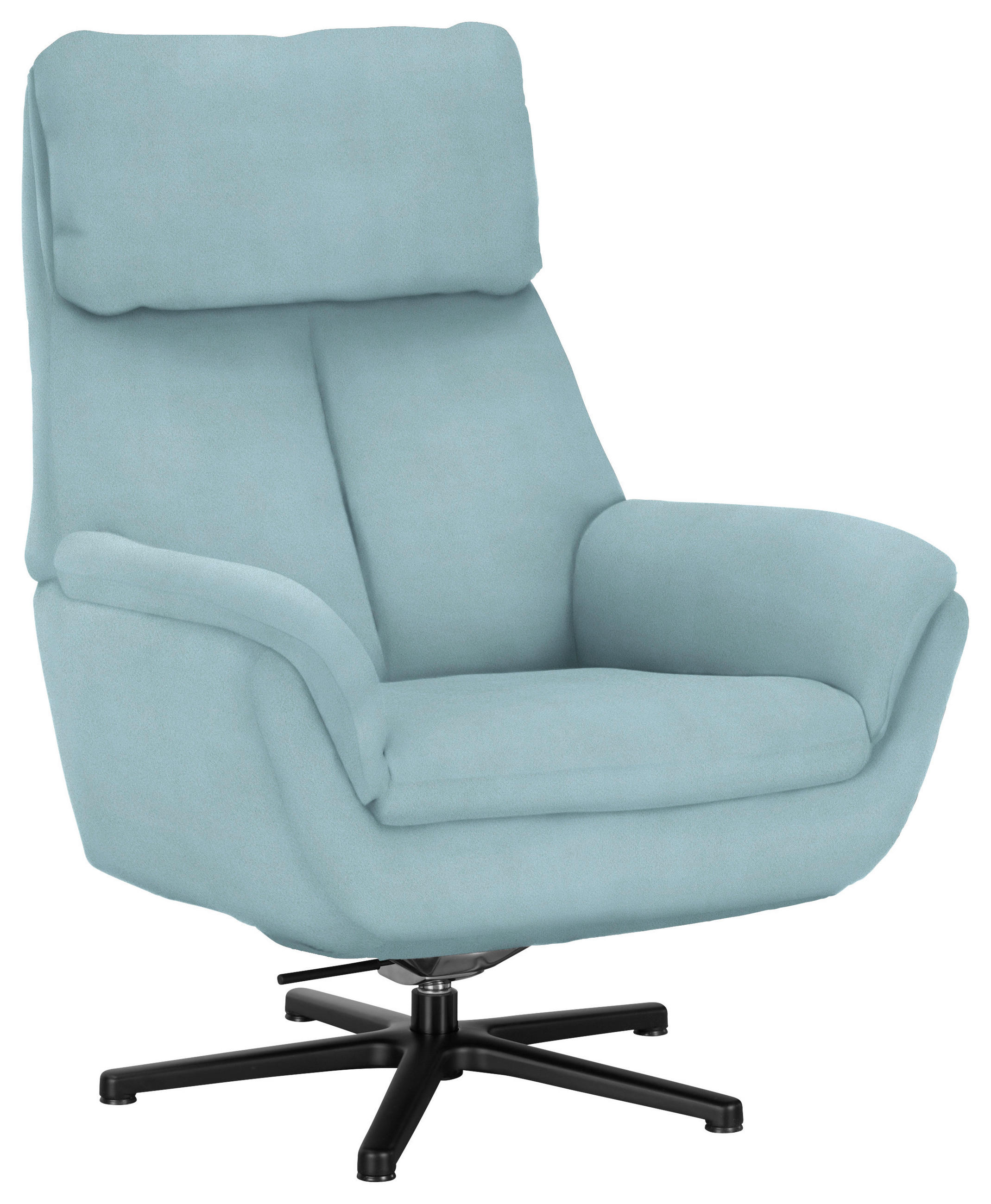 RELAXSESSEL in Textil Hellblau  - Schwarz/Hellblau, Design, Textil/Metall (79/108/89cm) - Beldomo Style