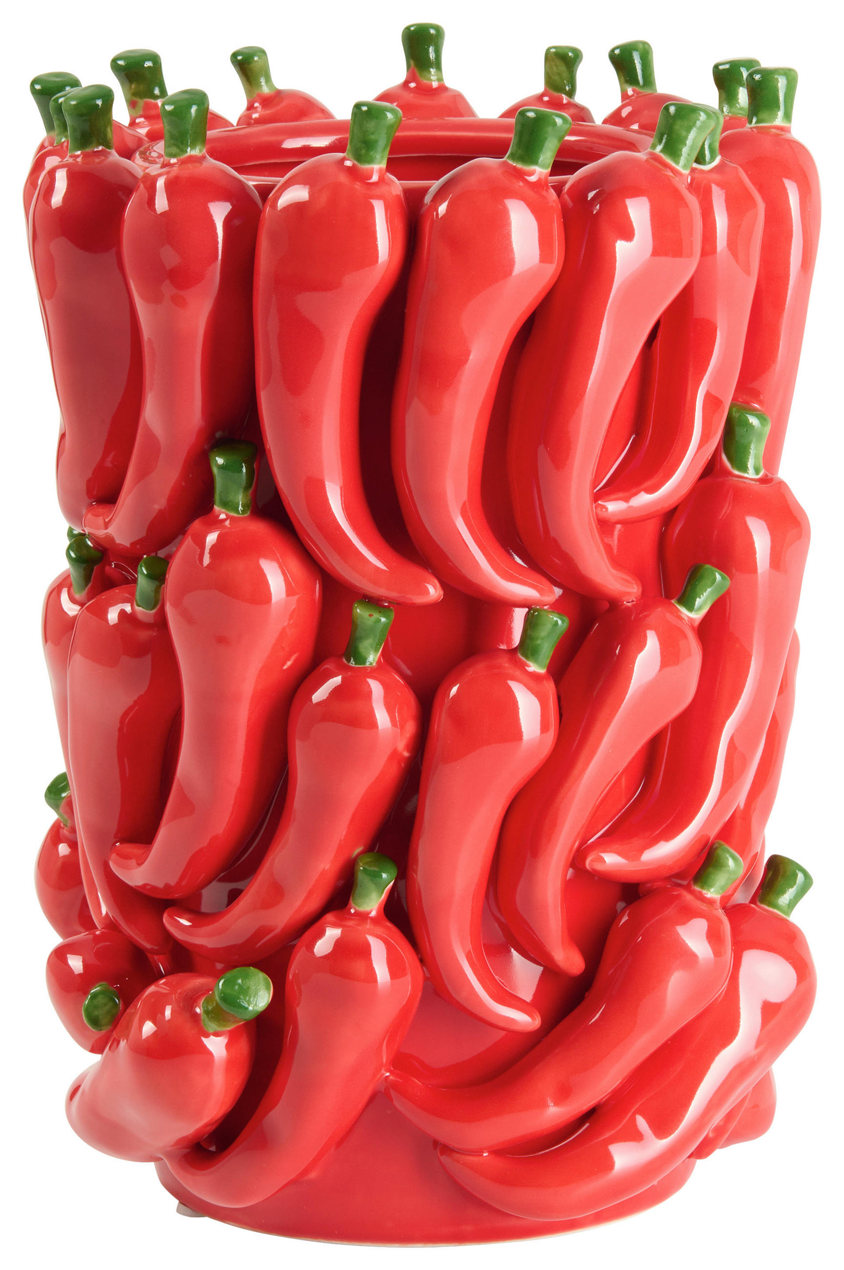 VASE  - Dunkelgrün/Rot, Design, Keramik (15,5/15,5/21cm)