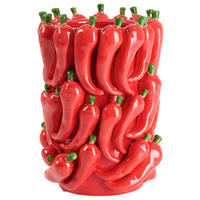 VASE  - Dunkelgrün/Rot, Design, Keramik (15,5/15,5/21cm)