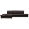 ECKSOFA in Echtleder Dunkelbraun  - Dunkelbraun/Silberfarben, Design, Leder/Metall (200/315cm) - Chilliano
