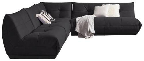 ECKSOFA in Lederlook Schwarz  315/285 cm  - Schwarz, Trend, Textil (315/285cm) - Livetastic