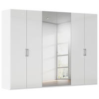 DREHTÜRENSCHRANK 301/235/61 cm,  in Weiß, Weiß Hochglanz, 6-türig  - Chromfarben/Edelstahlfarben, Basics, Glas/Holzwerkstoff (301/235/61cm) - Novel