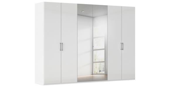 DREHTÜRENSCHRANK 301/223/61 cm,  in Weiß, Weiß Hochglanz, 6-türig  - Chromfarben/Edelstahlfarben, Basics, Glas/Holzwerkstoff (301/223/61cm) - Novel