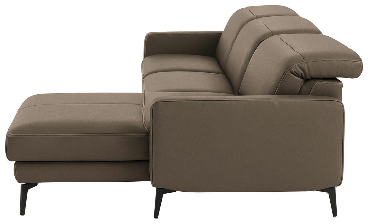 ECKSOFA  Echtleder Taupe  - Taupe/Schwarz, Design, Leder/Metall (323/179cm) - Dieter Knoll