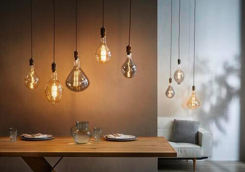 LED-SIJALKA   //// - barve jantarja, Basics, kovina/steklo (16/28cm) - Marama